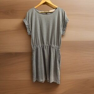 Loft Womens Medium Dress Geo Mini Pocket Tee Green Textured Knit Short Sleeve